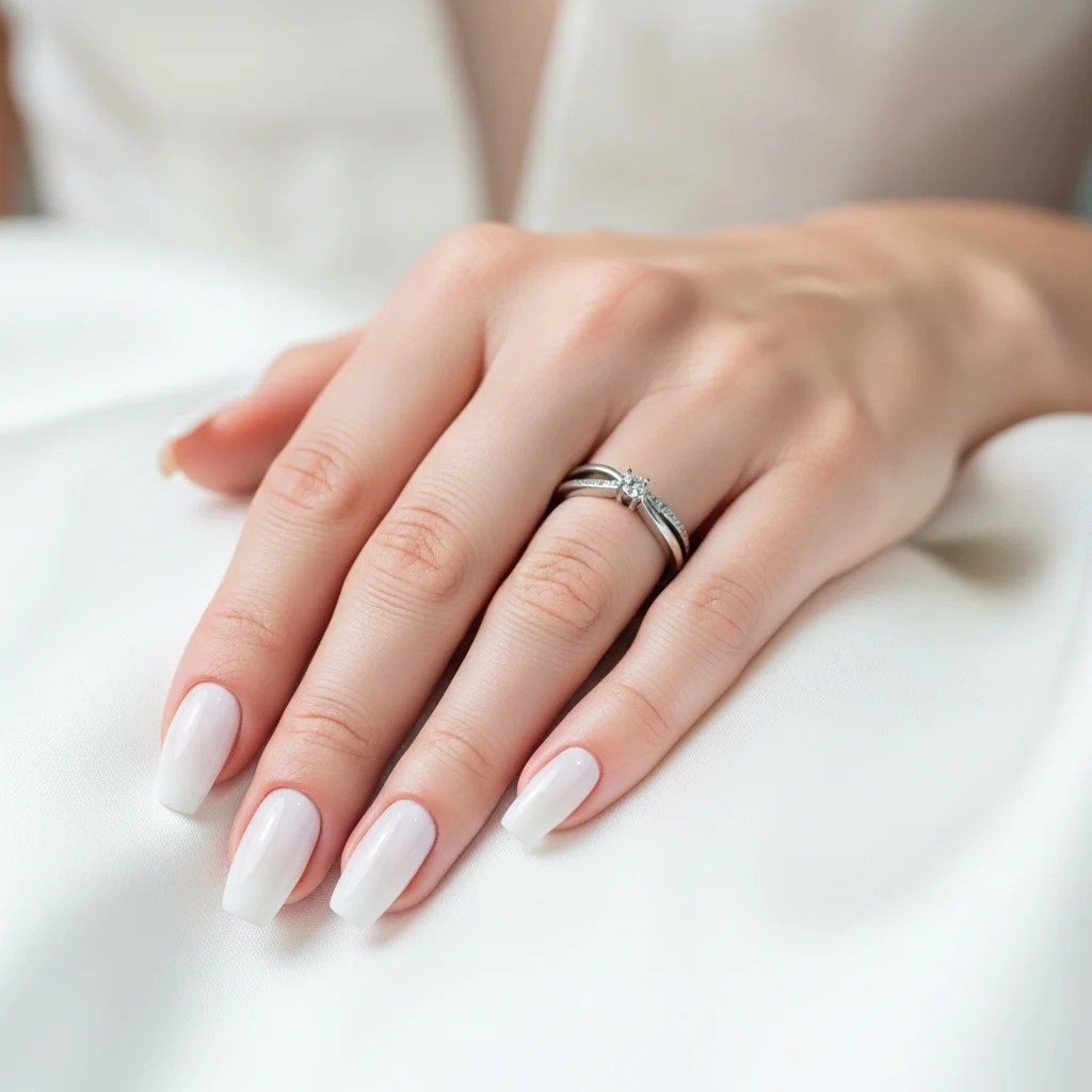Top 17 Wedding Coffin Nails for the Modern Bride 5 subtle milky white gloss