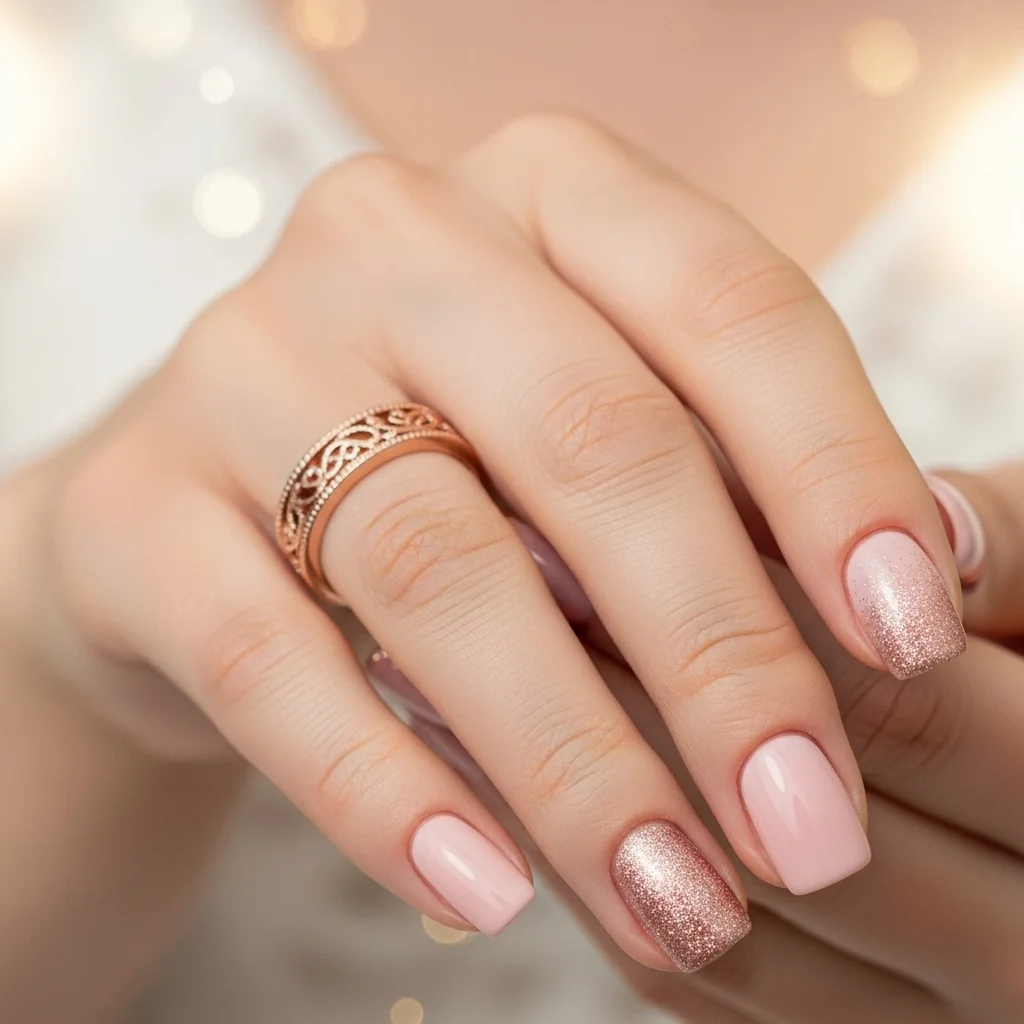 subtle rose gold glitter