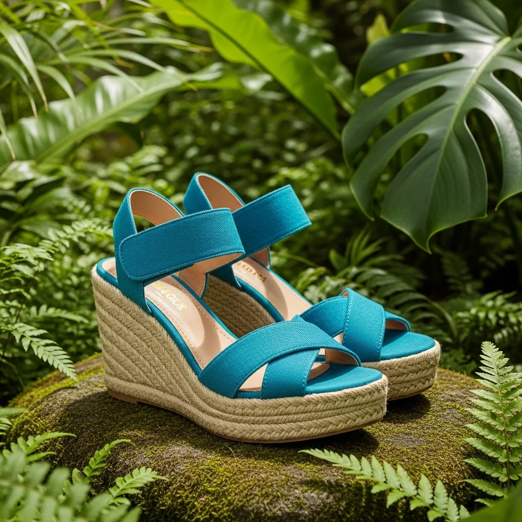 teal blue wedge sandals