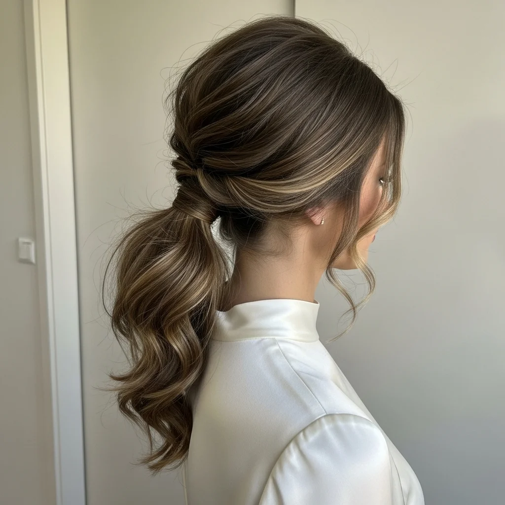 textured low ponytail