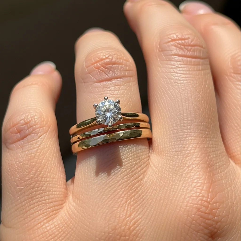 11 Gold Wedding Ring Stack Ideas to Try 2 the classic solitaire with delicate bands 2