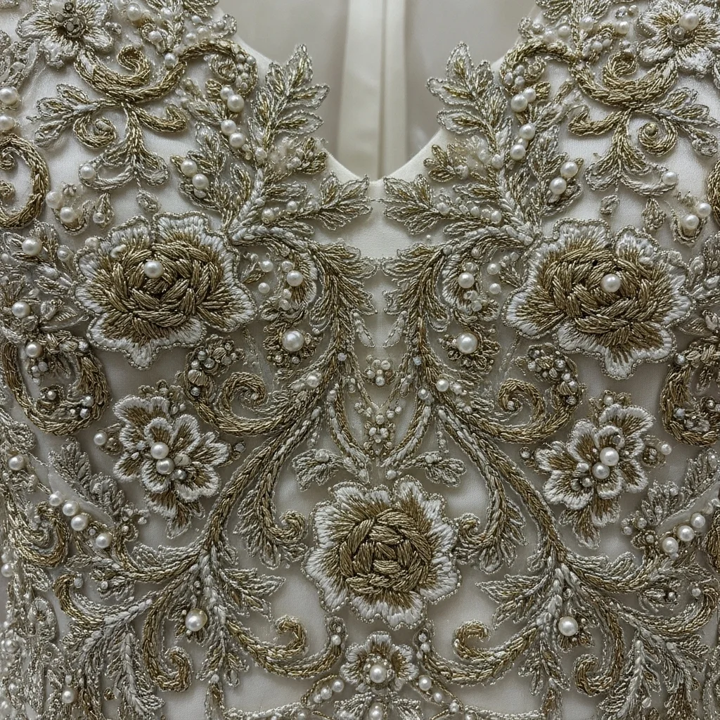 the embroidered wedding dress