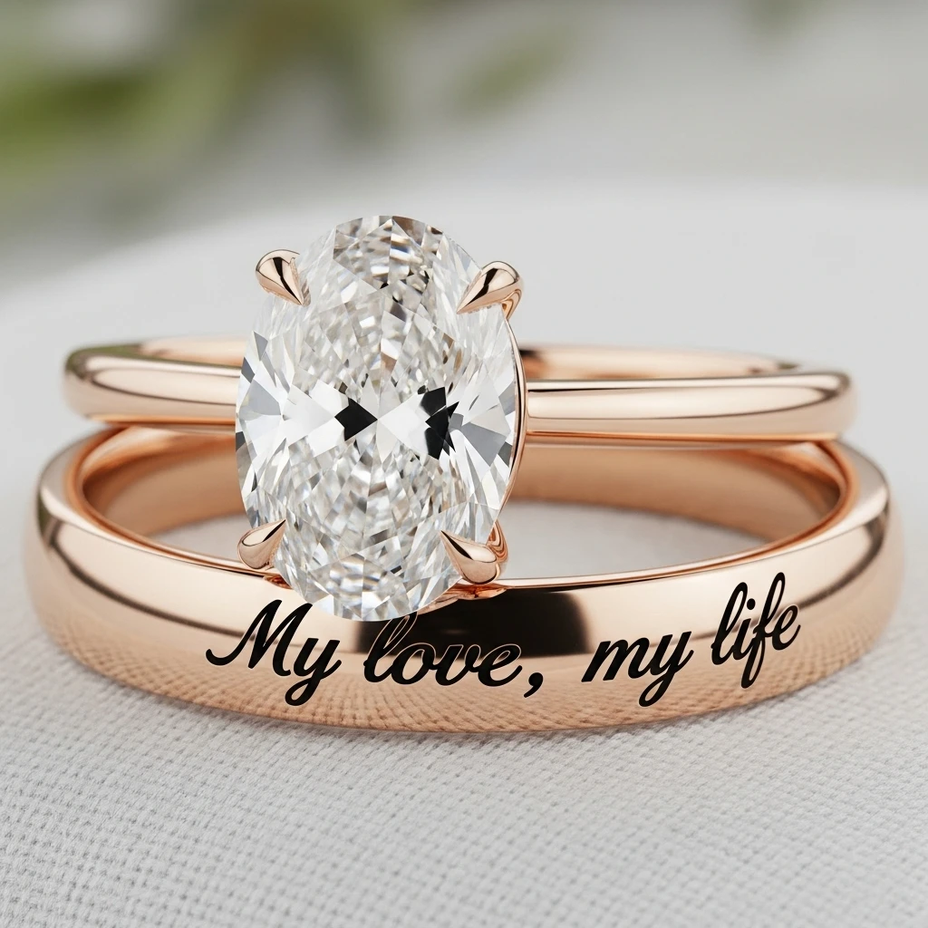 21 Dreamy Oval Wedding Ring Sets to Love 20 the engraved band