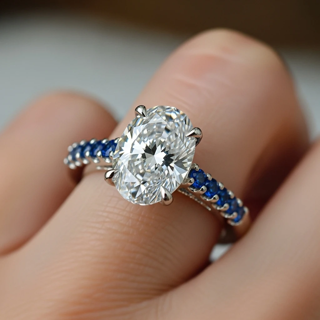 21 Dreamy Oval Wedding Ring Sets to Love 22 the gemstone accents
