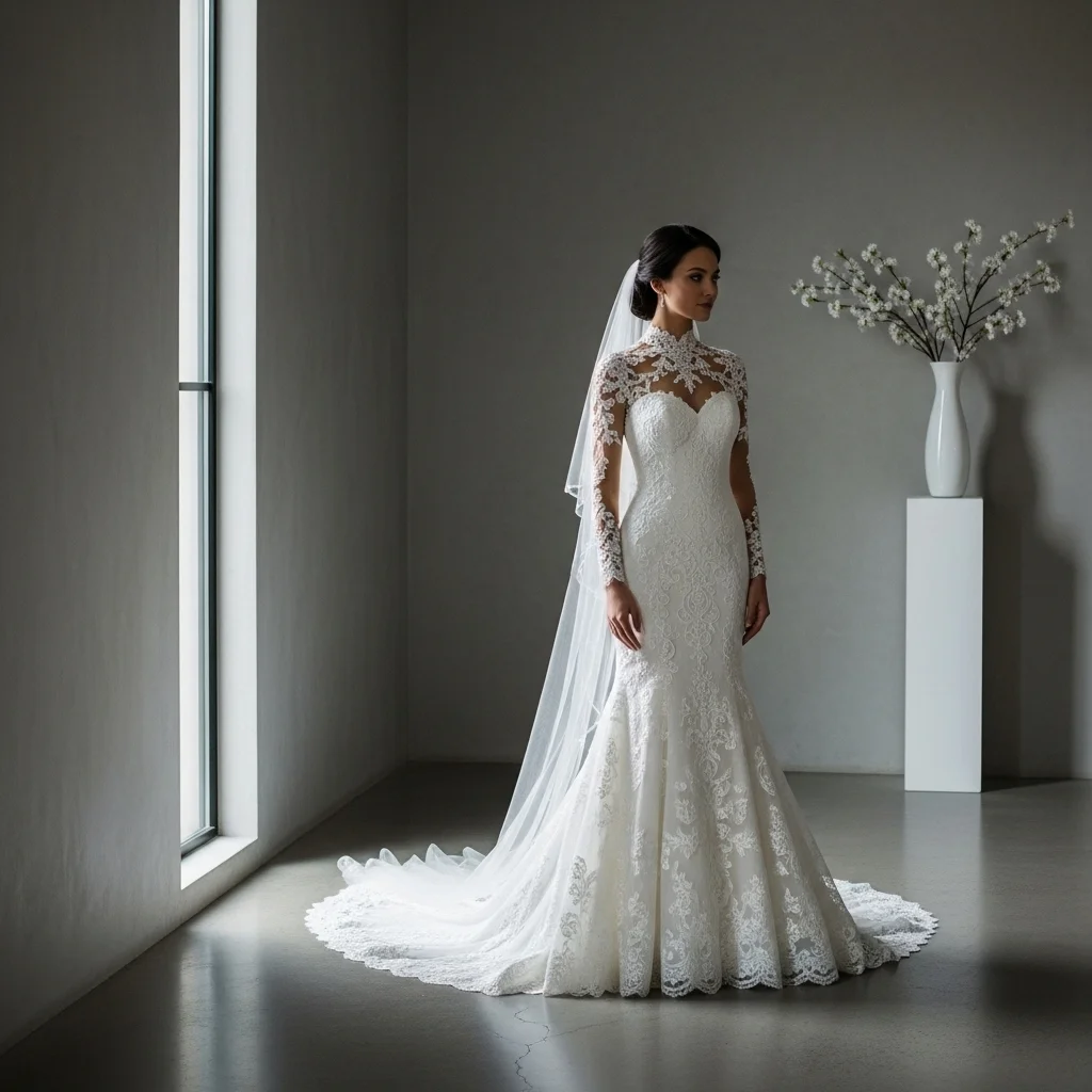 15 Mermaid Wedding Dresses That Make You Feel Amazing 9 the high neck mermaid