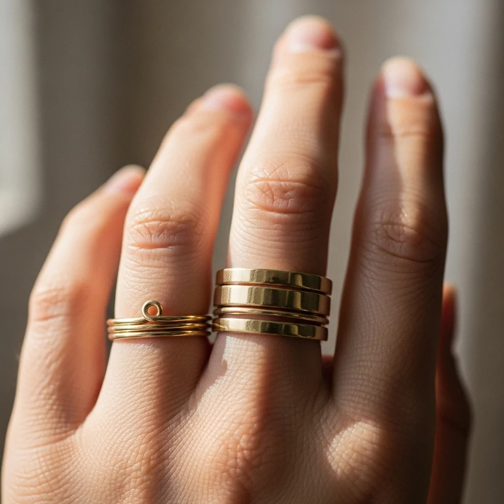 11 Gold Wedding Ring Stack Ideas to Try 7 the minimalist s dream simple gold bands