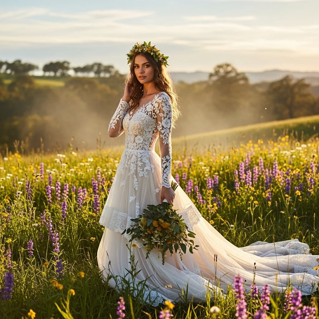 Top 13 Ethereal Wedding Dresses to Make You Feel Like a Dream 3 the moonlit meadow