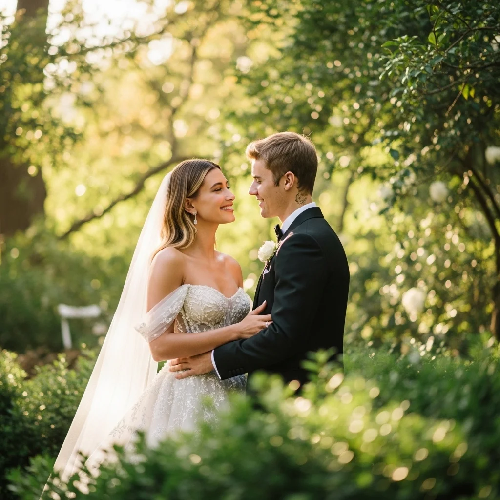 23 Hailey Bieber Wedding Dresses: Chic to Glamour 3 the off the shoulder reception gown
