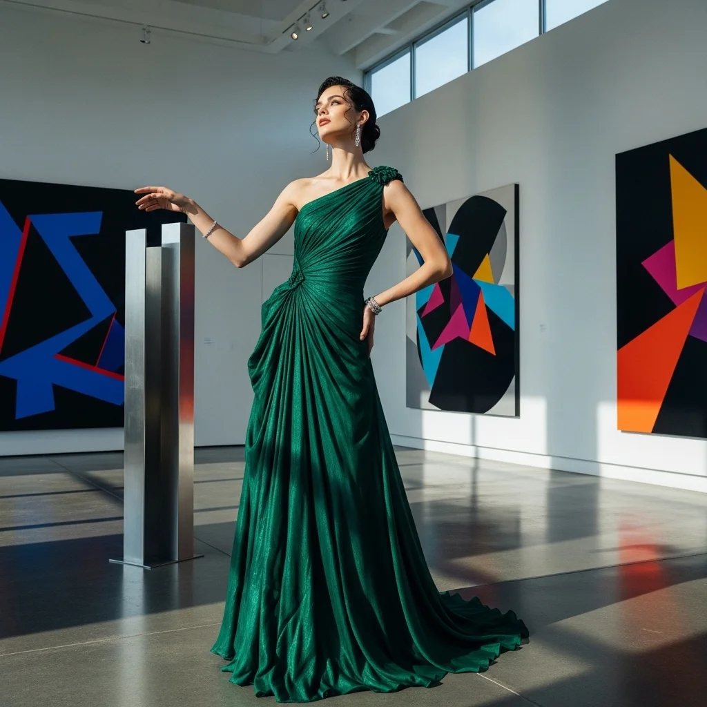 the one shoulder gown