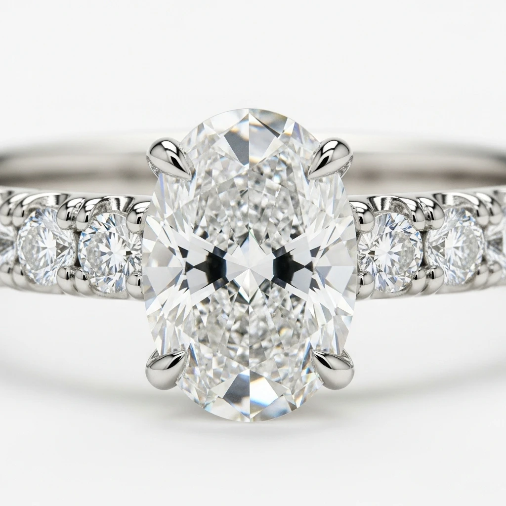 21 Dreamy Oval Wedding Ring Sets to Love 6 the pave setting