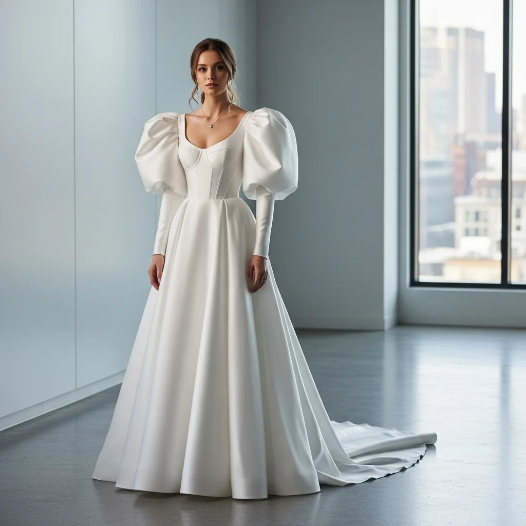 the puff sleeve wedding dress