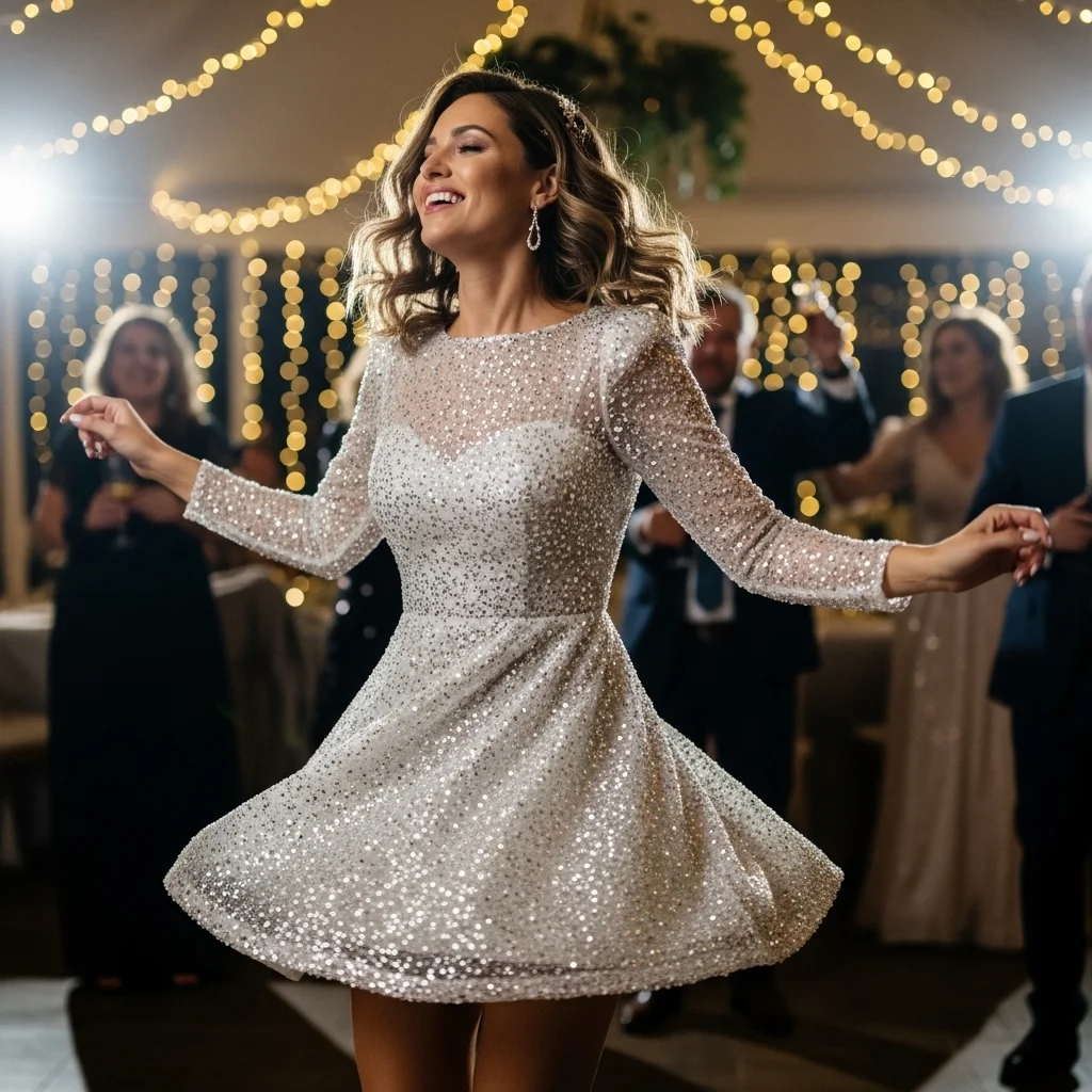 11 After Party Wedding Dresses to Dance the Night Away 2 the sparkling mini dress