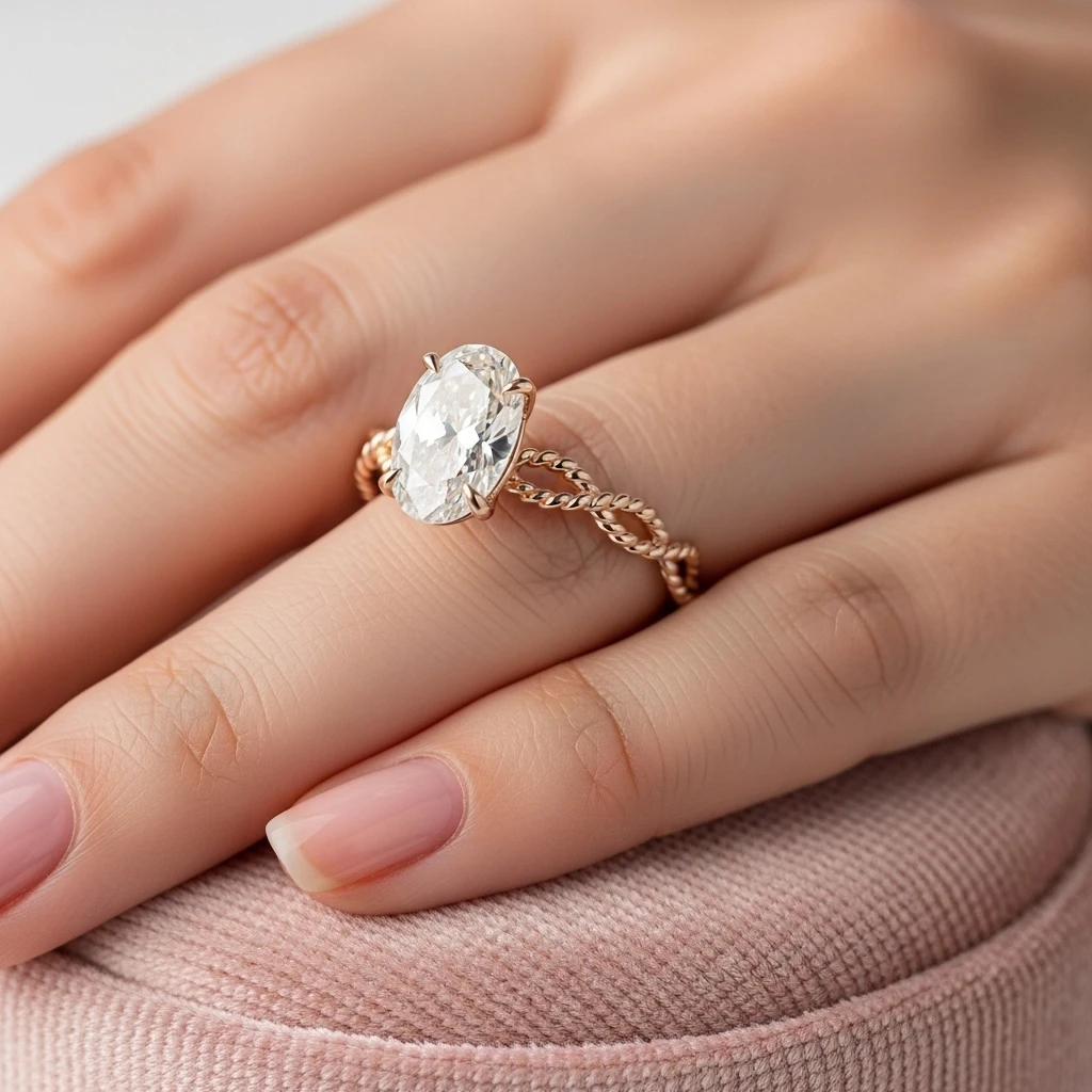 21 Dreamy Oval Wedding Ring Sets to Love 9 the twist band