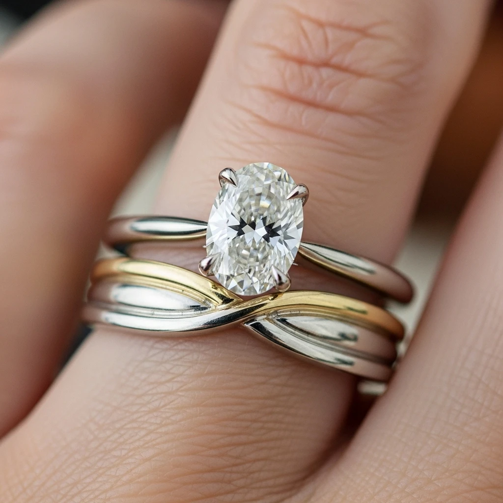 21 Dreamy Oval Wedding Ring Sets to Love 21 the two tone band