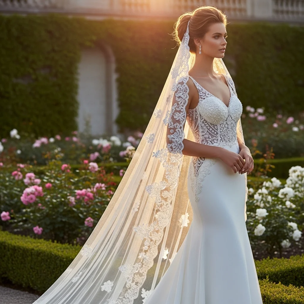 Top 13 Ethereal Wedding Dresses to Make You Feel Like a Dream 8 the waterfall veil