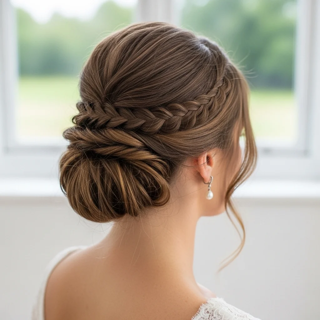 twisted updo with braided details