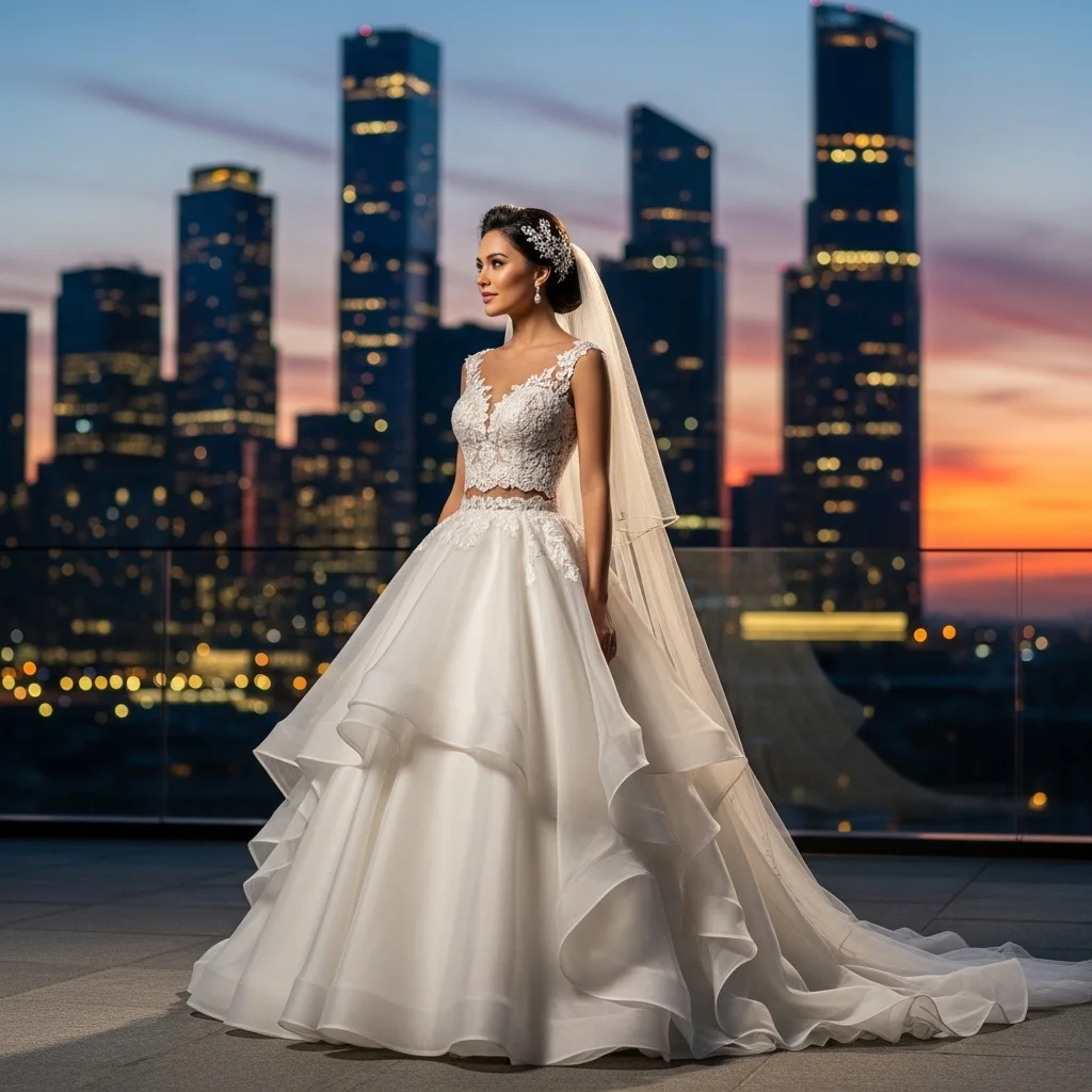 11 Ball Gown Wedding Dresses to Feel Like a Princess 12 two piece ball gown