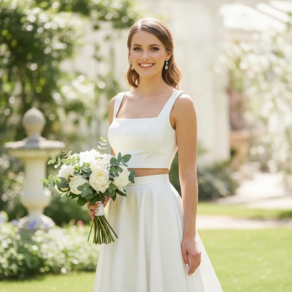 13 Square Neck Wedding Dresses to Make You Shine 12 two piece square neck wedding dress
