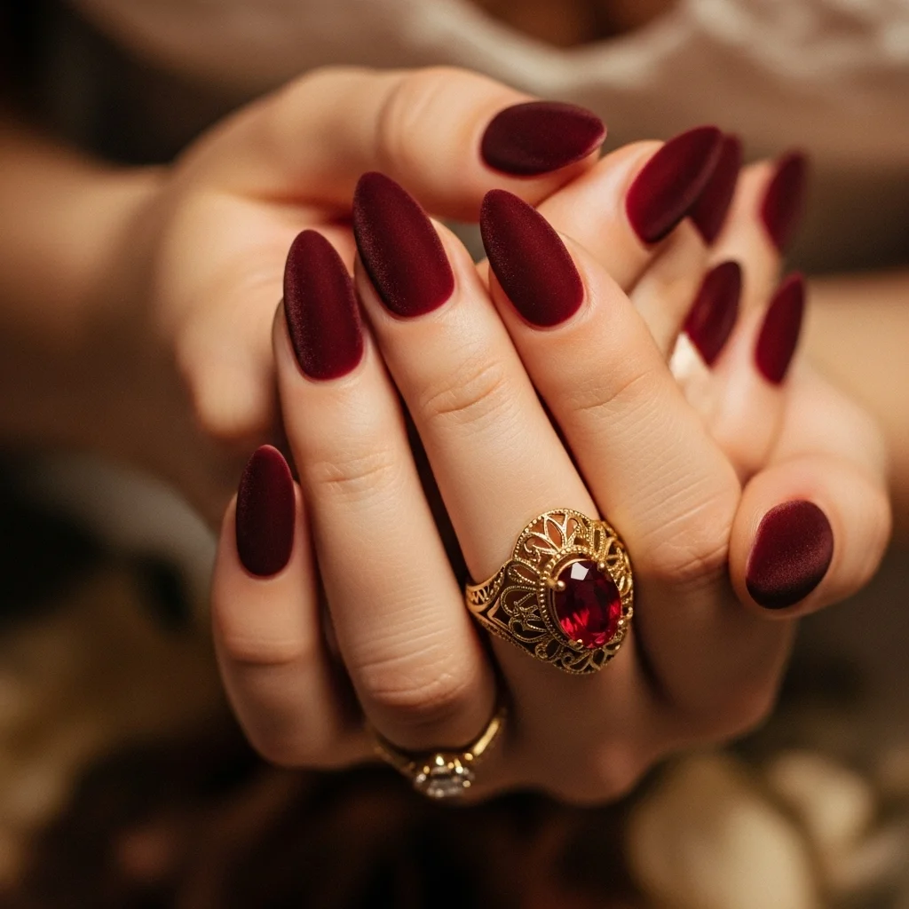 Sparkle & Frost: The Top 13 Winter Wedding Nail Ideas for Brides 13 velvet effect nails