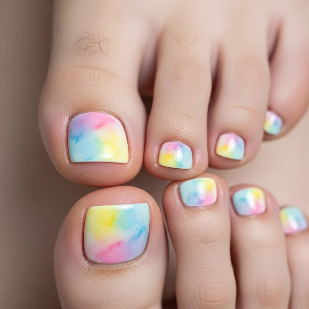 Top 25 Wedding Toe Nail Designs for the Bride: Chic Pedicures for Your Big Day 14 watercolor effect 2
