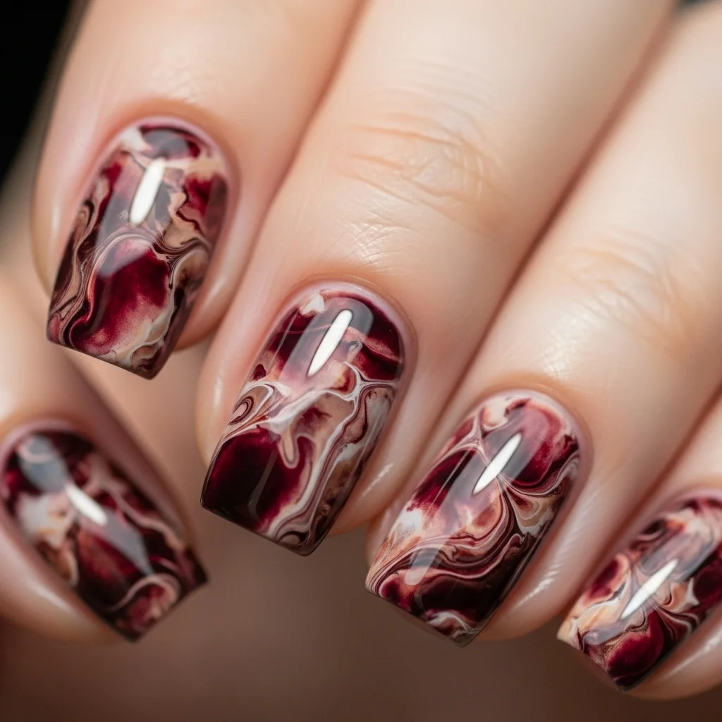 wine stained marble effect