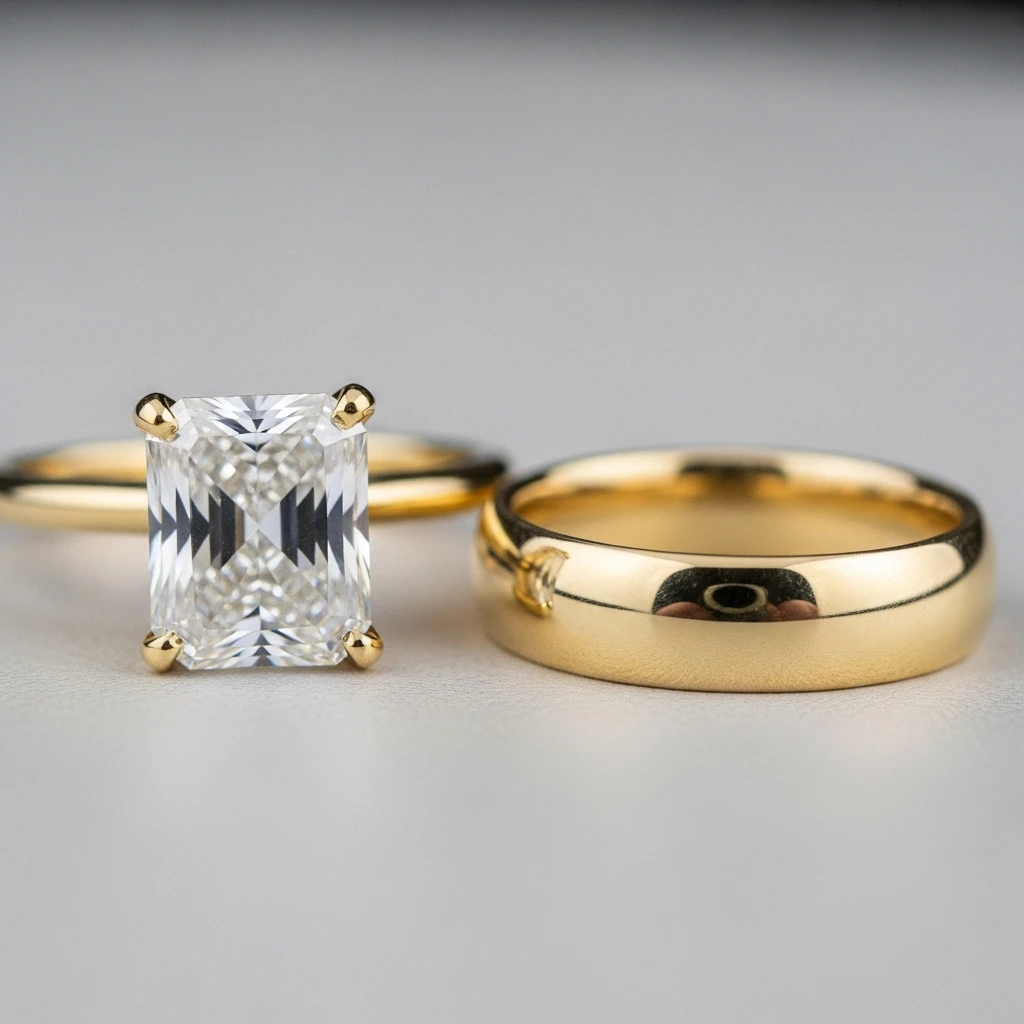 17 Radiant Cut Wedding Ring Sets to Love 11 yellow gold radiant cut set