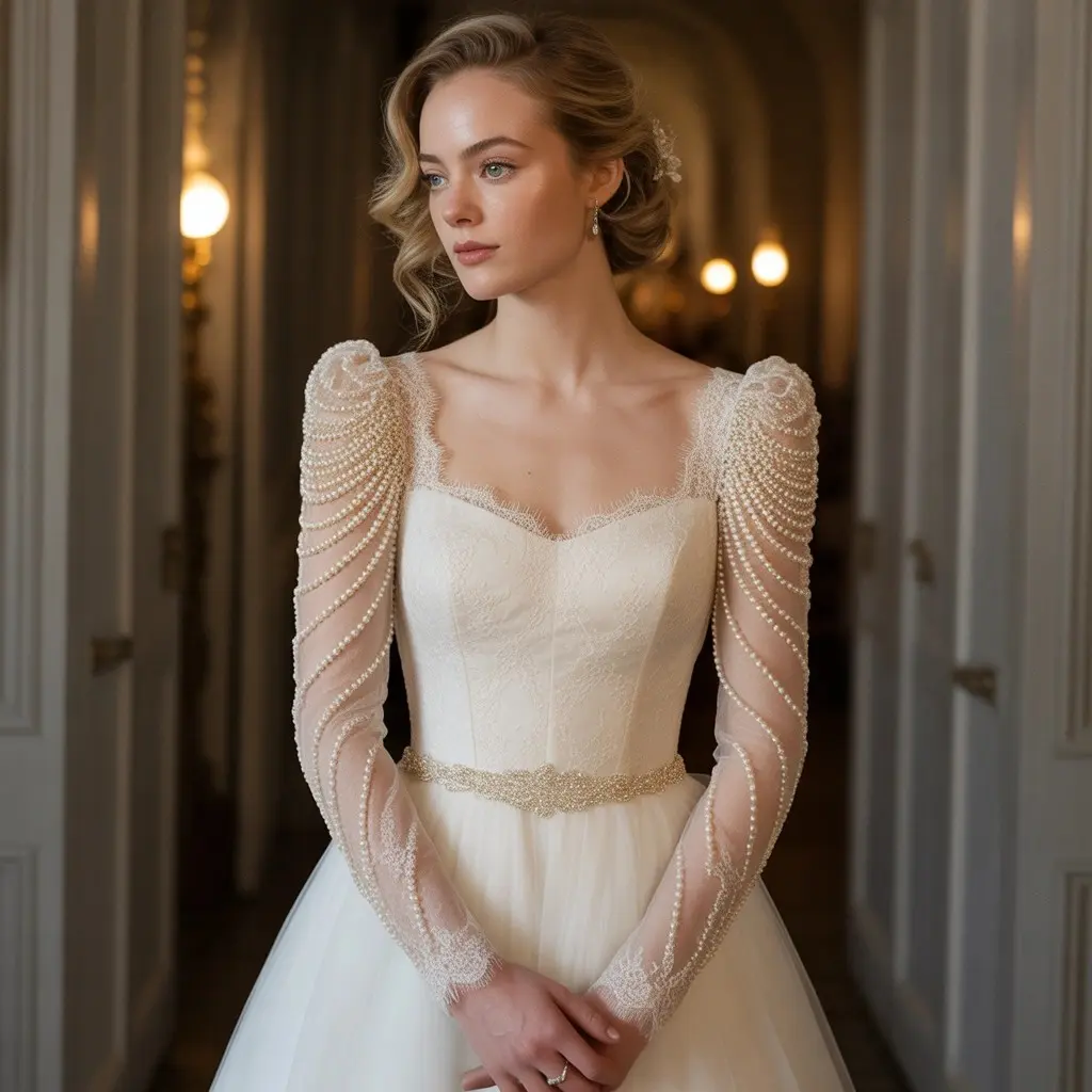 85 Most Recommended Wedding Dresses for Your Bridal Look 57 Pearl Wedding Sleeves