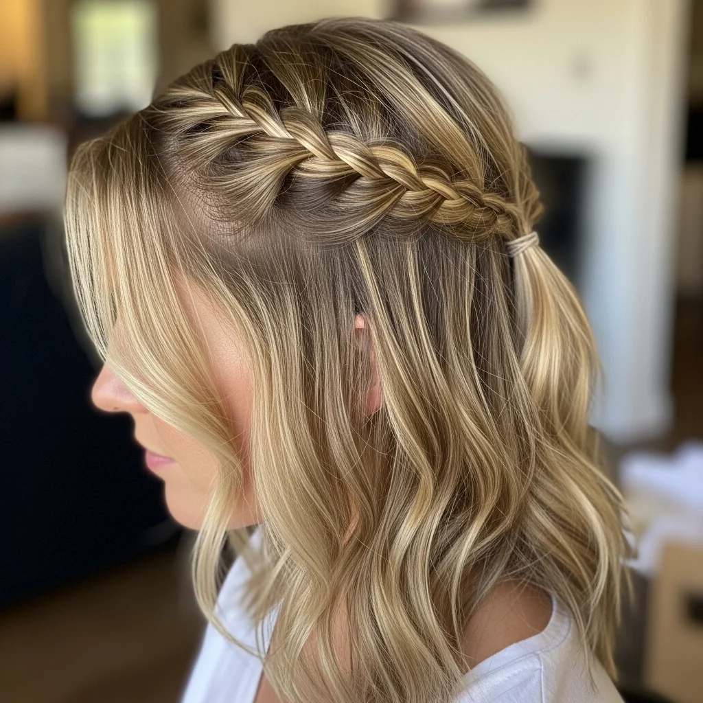 Elevate Your Style: 17 Gorgeous Braided Half-Up Half-Down Hairstyles to Inspire Your Next Look 9 accent braids pulled back half up