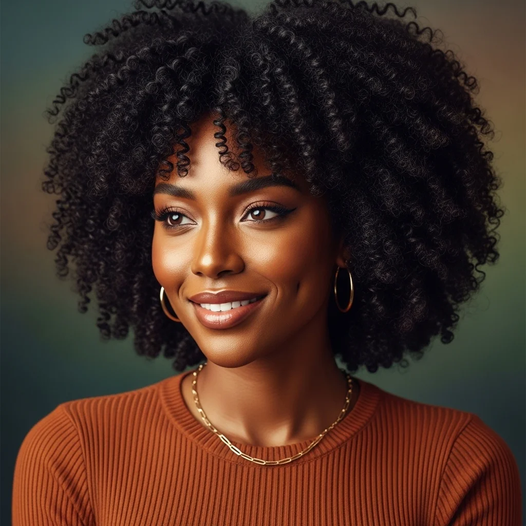 afro with bangs