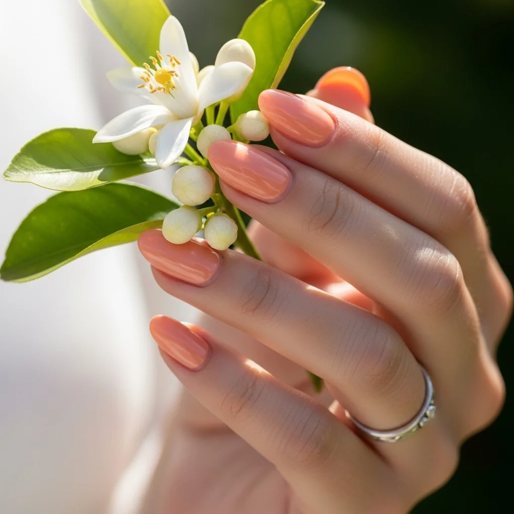 21 Stunning Neutral Wedding Nails for Brides: Timeless Elegance for Your Big Day 20 apricot blush