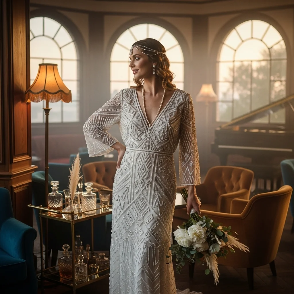 Top 19 Boho Chic Wedding Dresses for Your Free-Spirited Celebration 20 art deco inspired boho