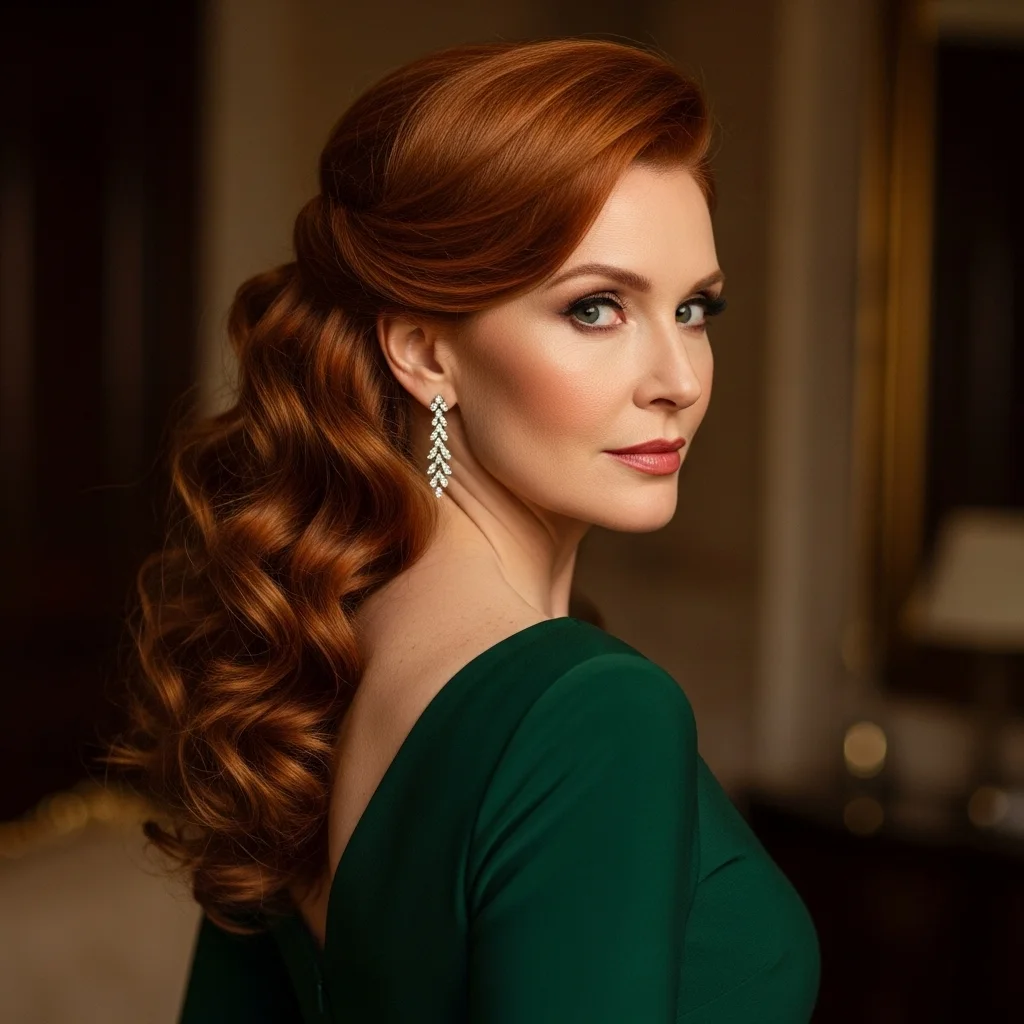 asymmetrical pinned curls