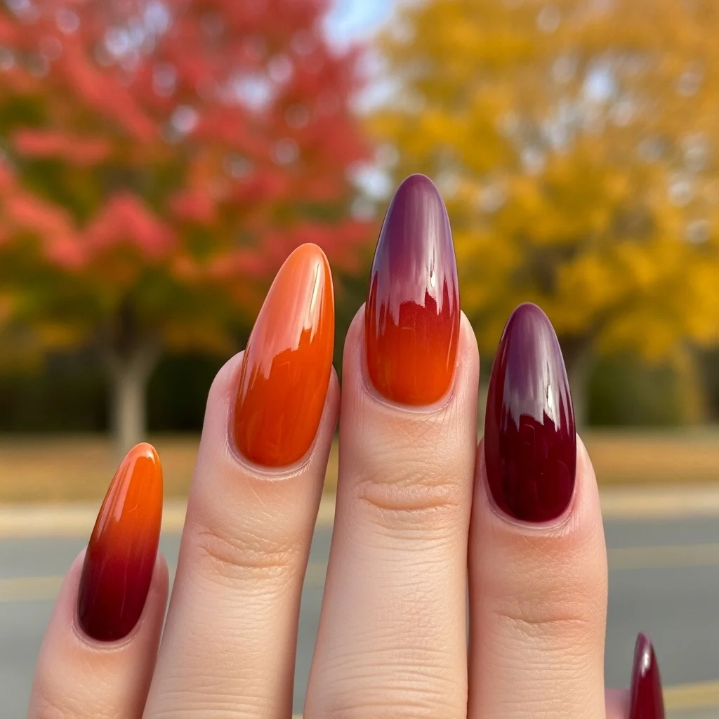 The Top 27 Acrylic Nail Designs You Need This Autumn! 16 autumn ombre gradient