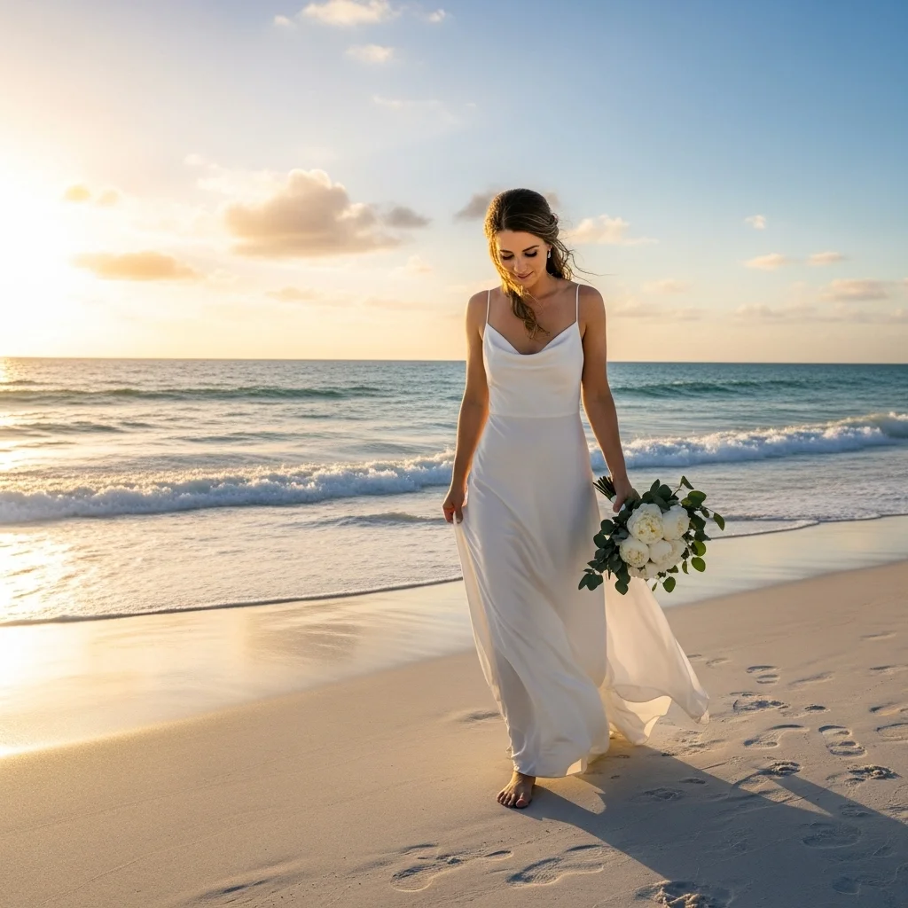 Top 19 Boho Chic Wedding Dresses for Your Free-Spirited Celebration 17 barefoot beach bride sheath