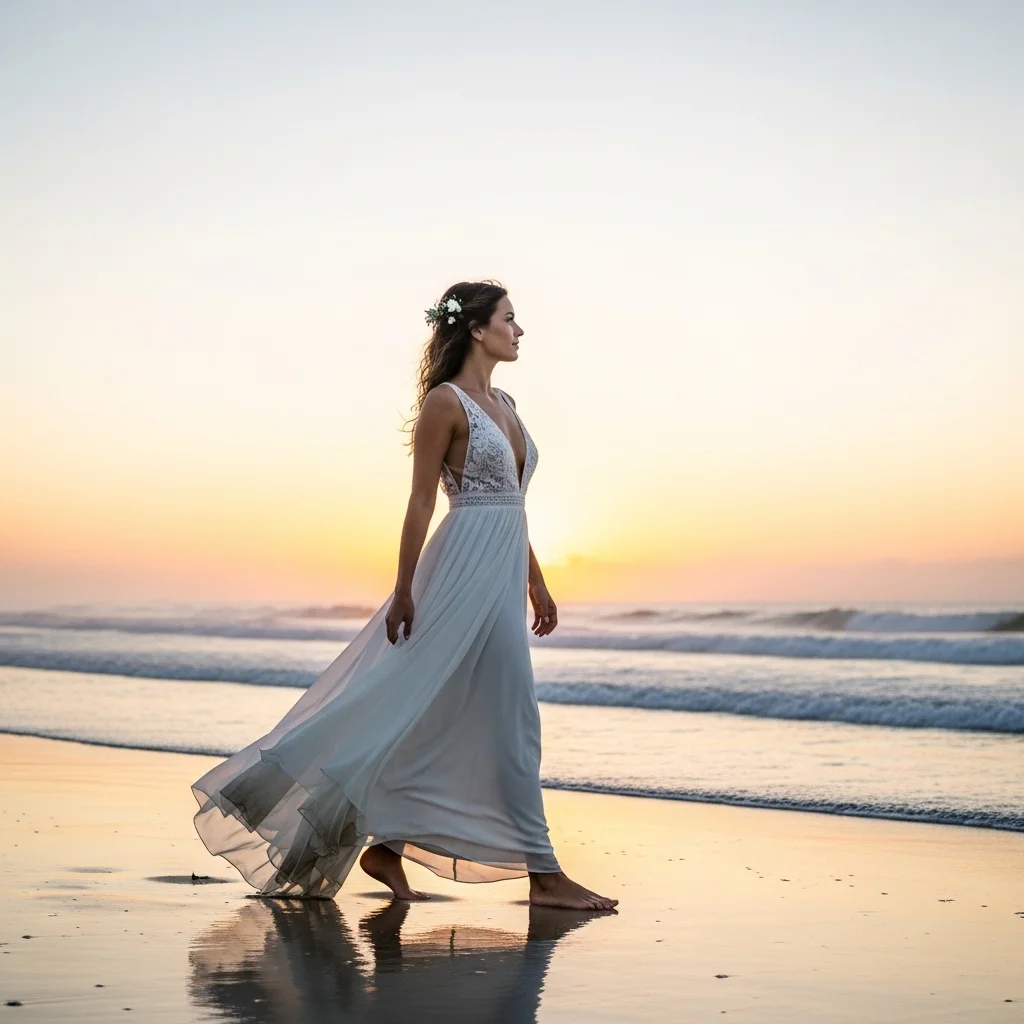 barefoot bride flowy chiffon