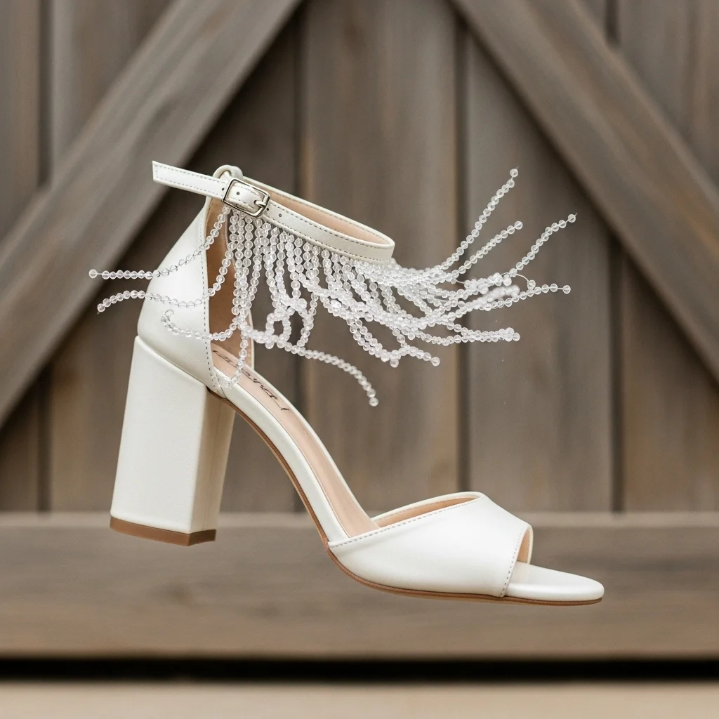 Step into Forever: Top 23 Wedding Shoe Sandals for Your Big Day 18 beaded fringe block heel sandal