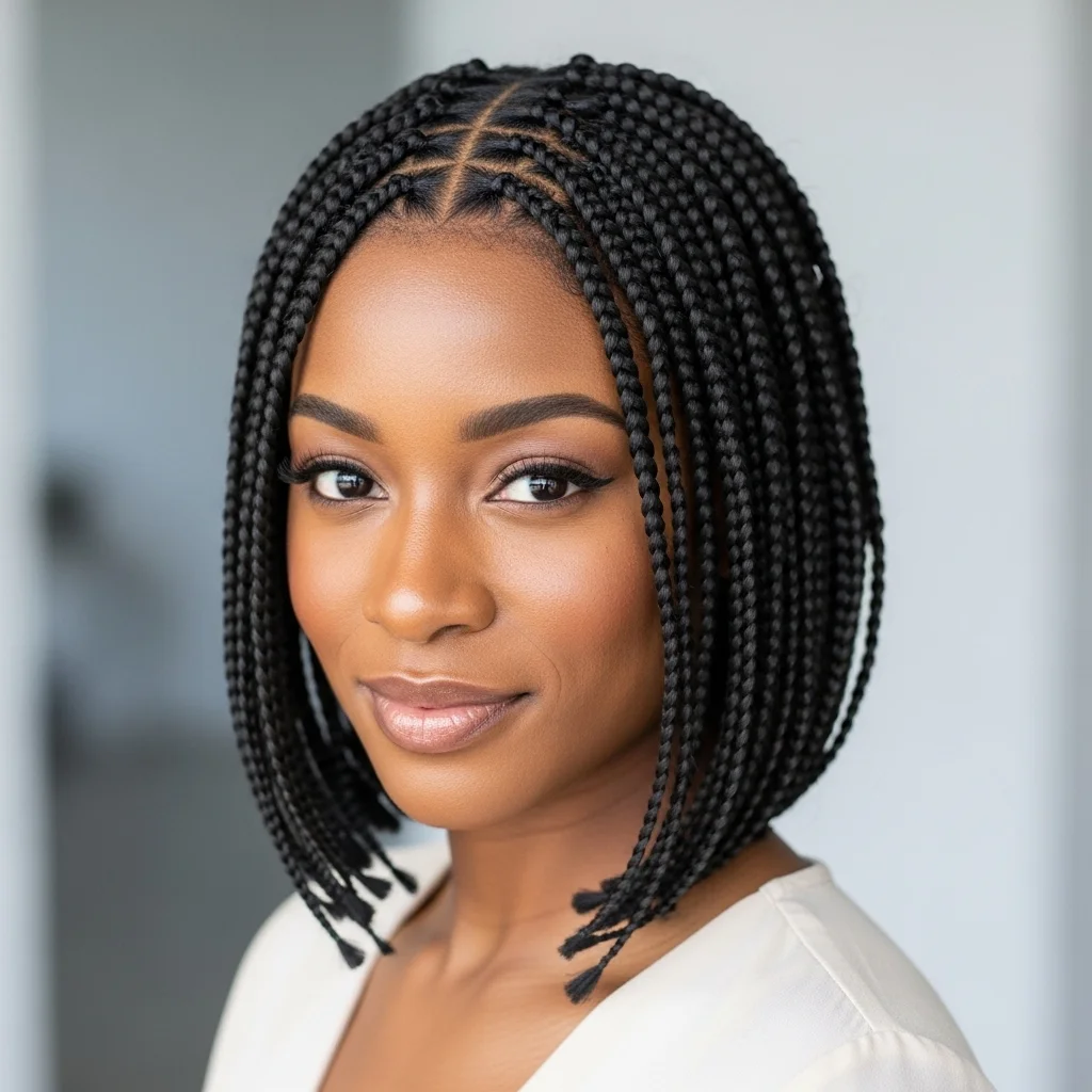bob length box braids