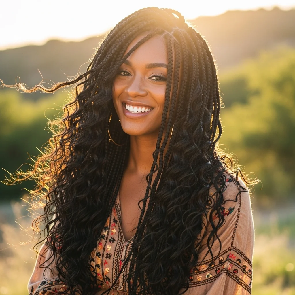 bohemian box braids