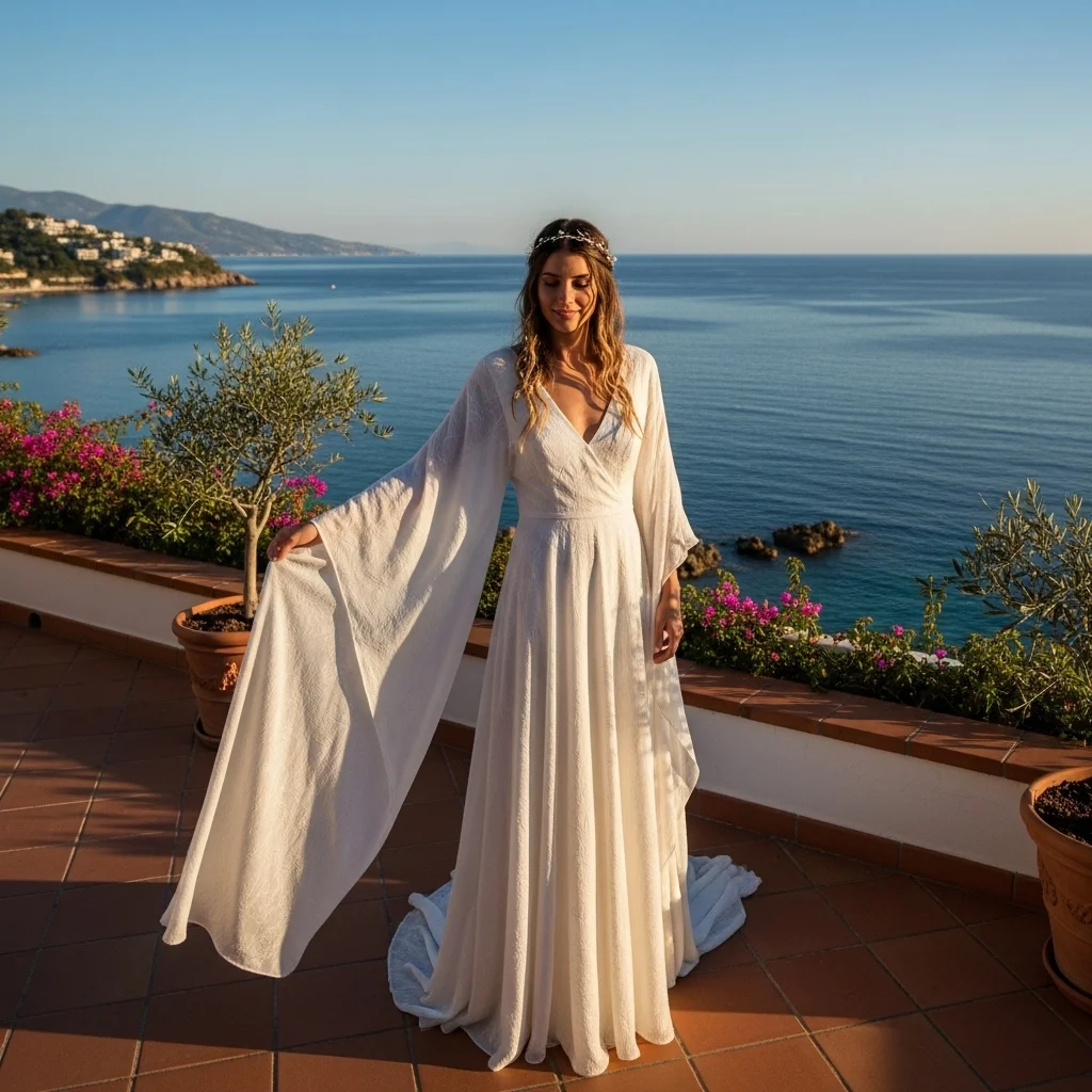 bohemian kimono sleeve gown