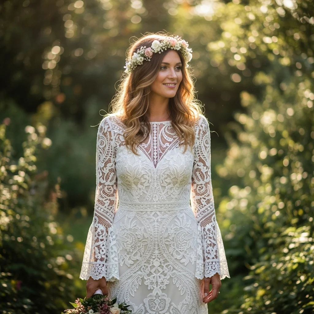 bohemian lace shift dress