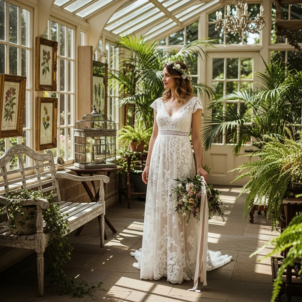 21 Boho Empire Waist Wedding Dresses for Brides 18 boho empire with cap sleeves