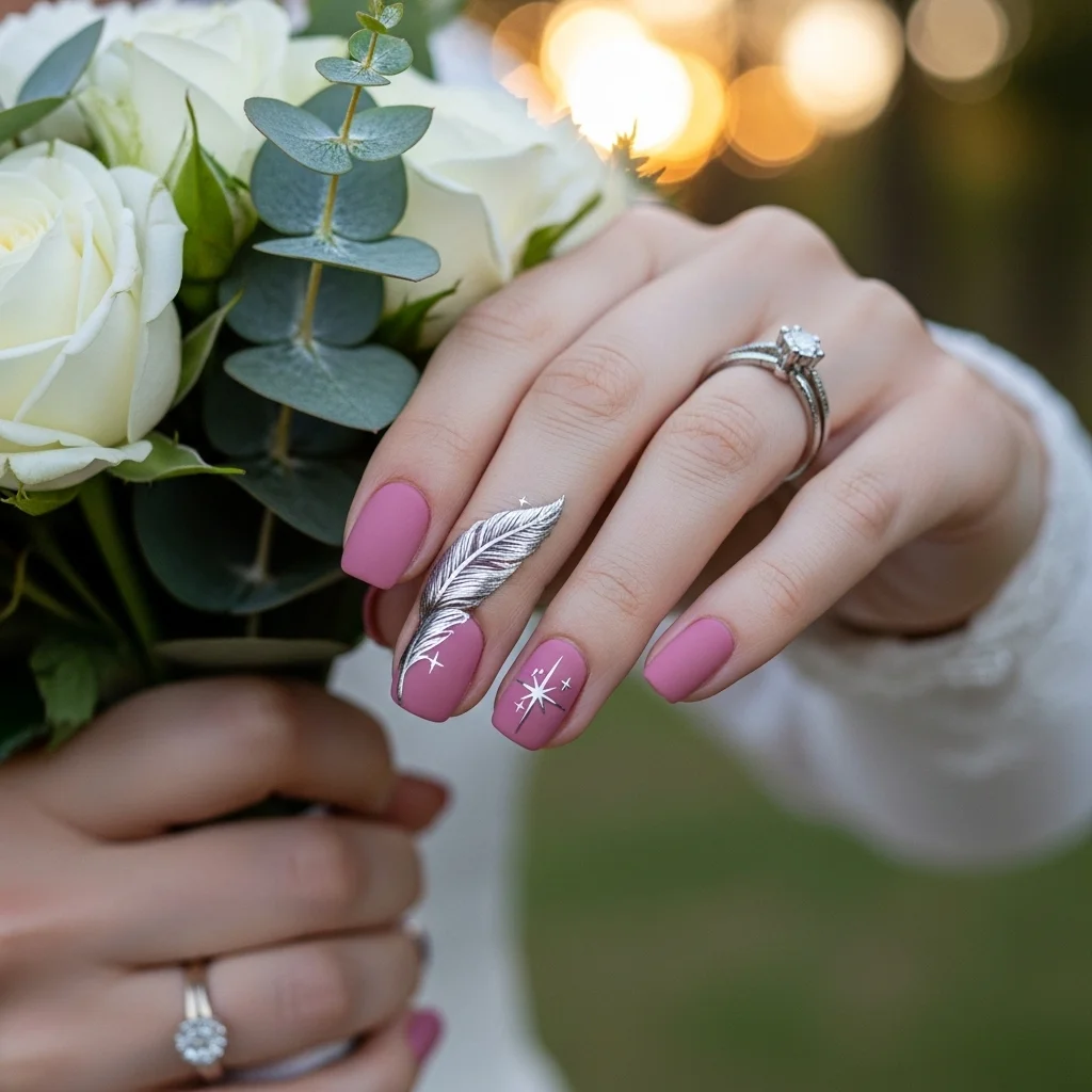 Top 19 Dazzling Western Wedding Nails Ideas for the Modern Bride 10 boho feather whispers