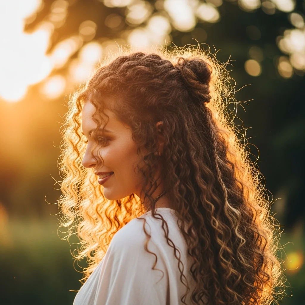 boho half up with braids