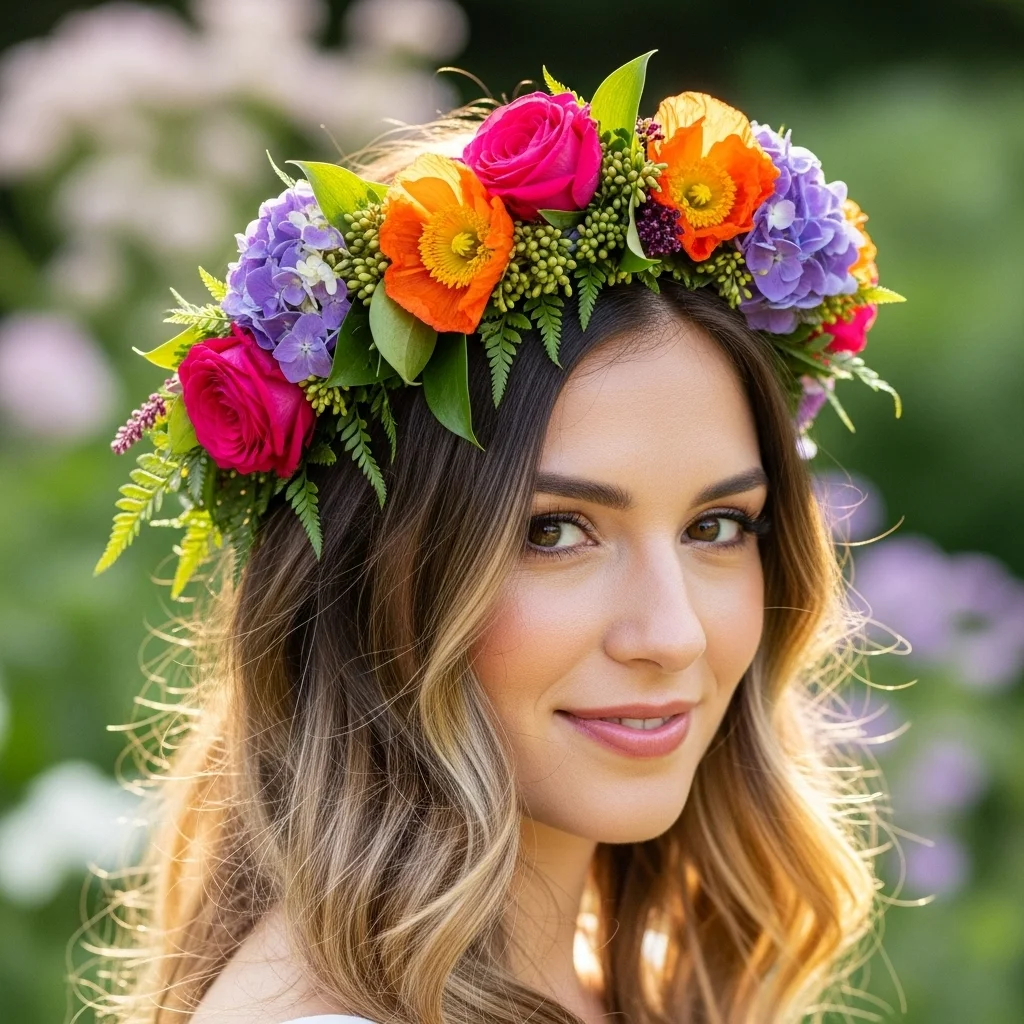 25 Dreamy Bridal Headband Hairstyles: Your Ultimate Wedding Hair Guide! 3 boho waves with floral crown headband
