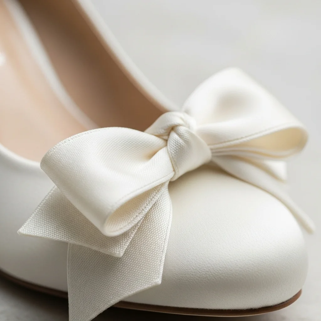 Step into Comfort & Style: Top 21 Low-Heel Wedding Shoes for Your Big Day 19 bow embellished low heel