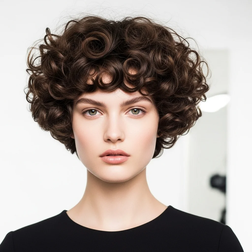 bowl cut with curls