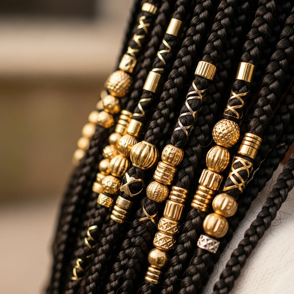 box braids with accessorized ends