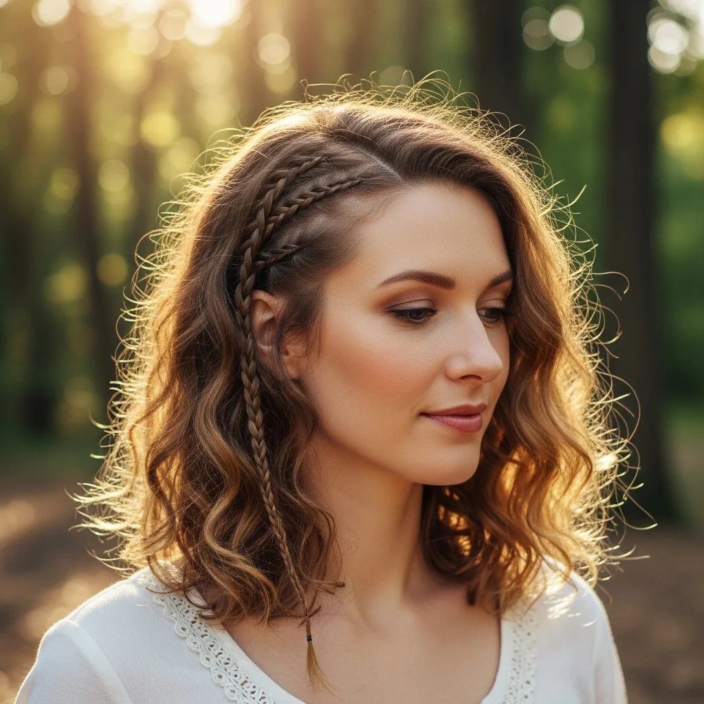 braided accent with loose curls