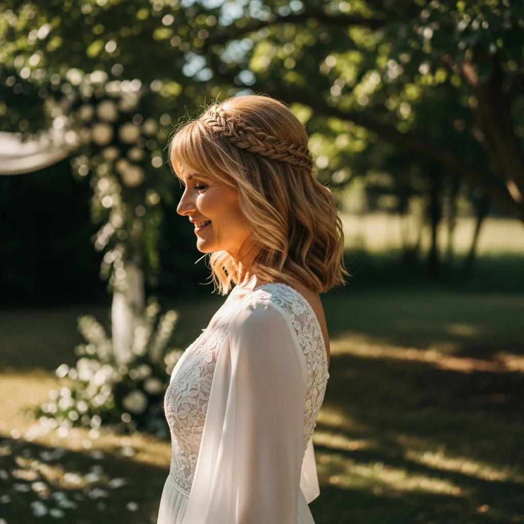 21 Shoulder-Length Mother of the Bride Hairstyles 21 braided crown subtle