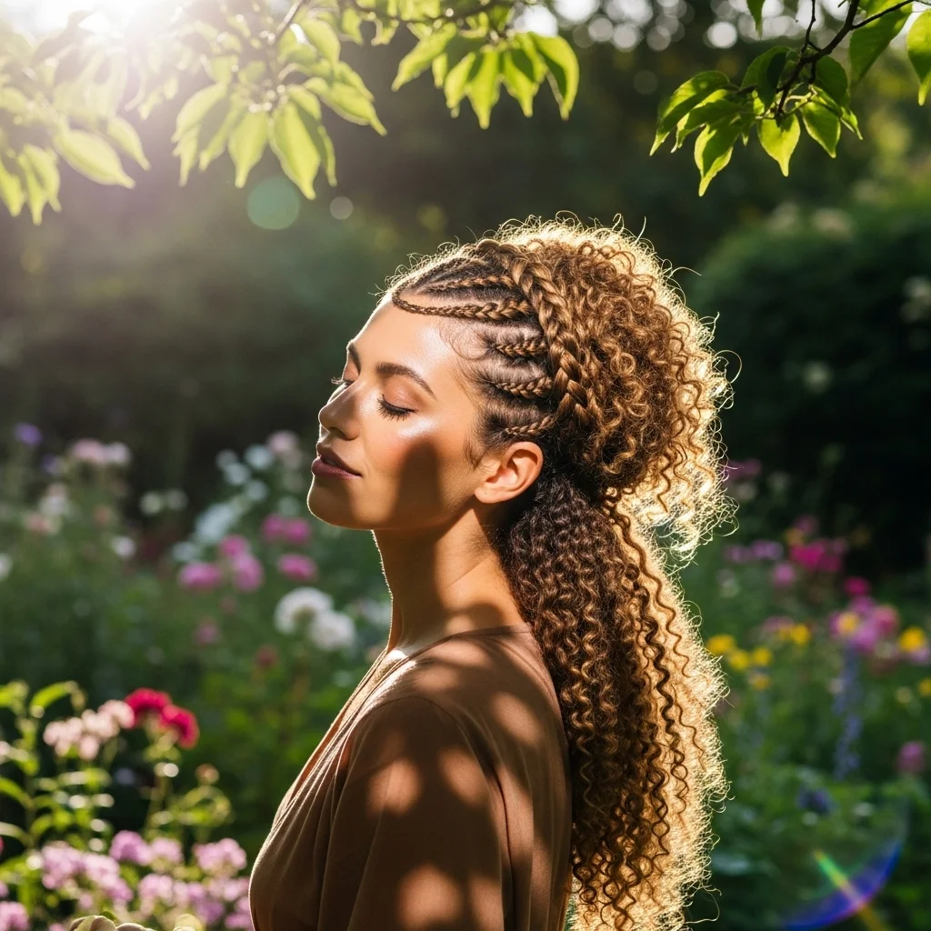braided crown with loose curls
